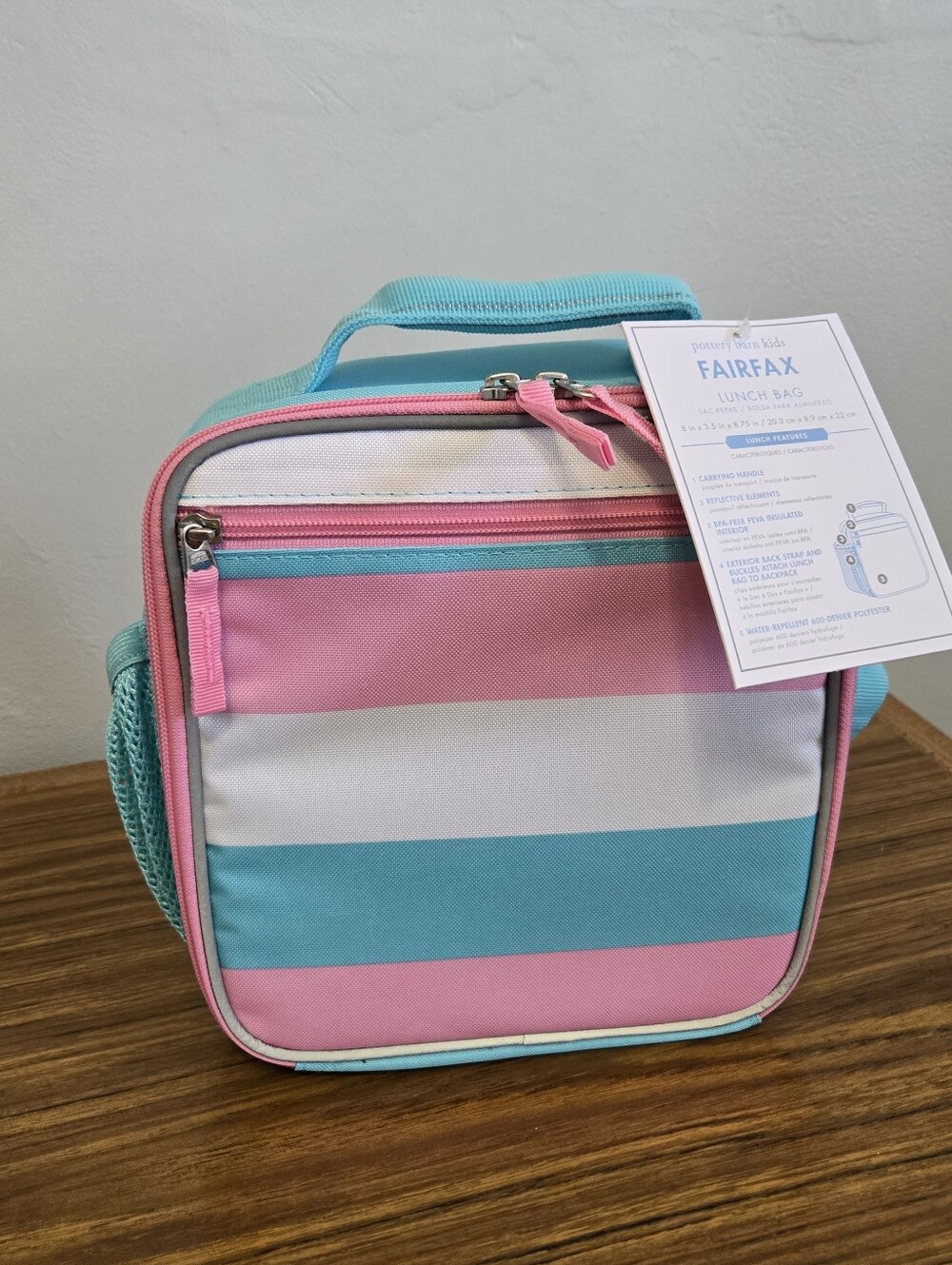 Pottery Barn Kids Insulated Lunch Bag New W Tag Pink Teal Lightweight School
